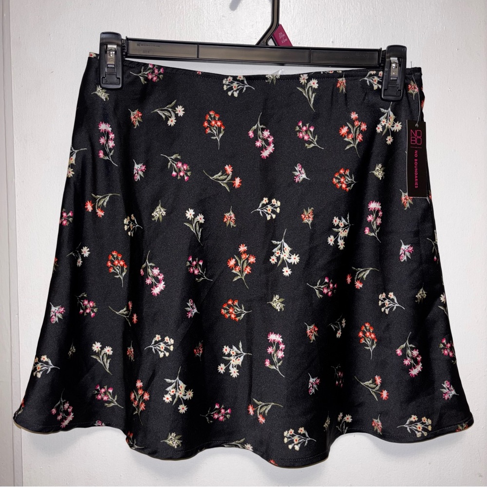 Black Floral Mini Skirt from No Boundaries